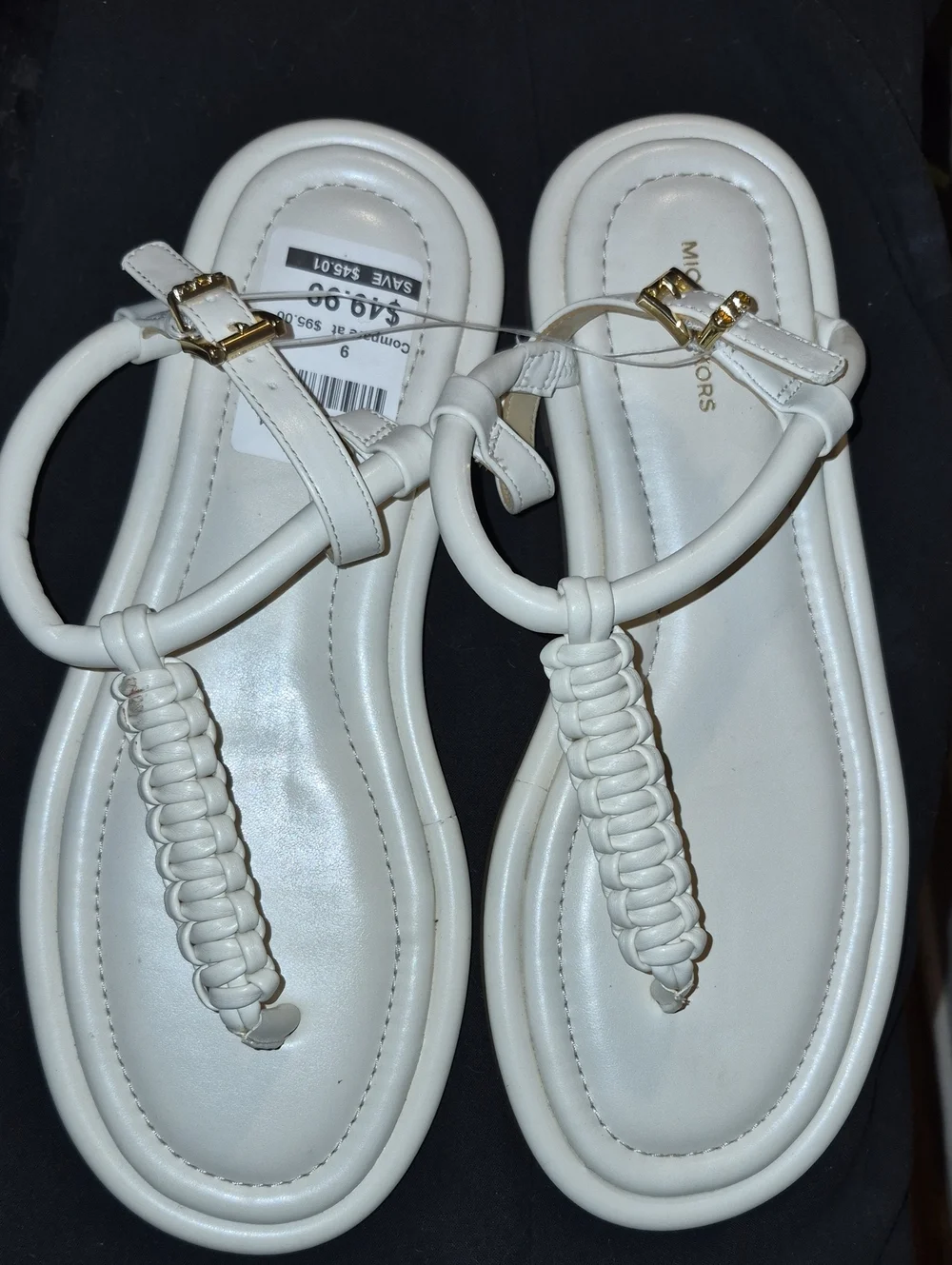Michael Kors White Braided T-Strap Sandals Brand New! Never Worn!